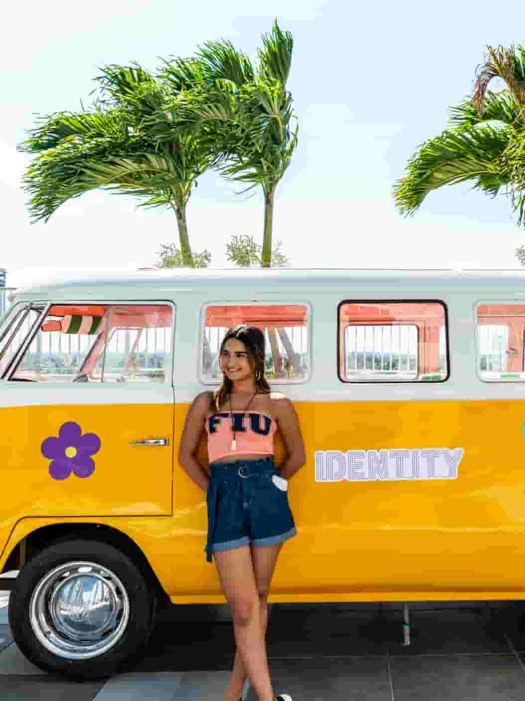 Identity Miami student resident with the Identity Bus