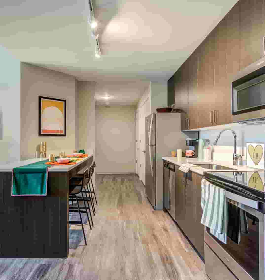 Premium student apartment kitchen with European style
