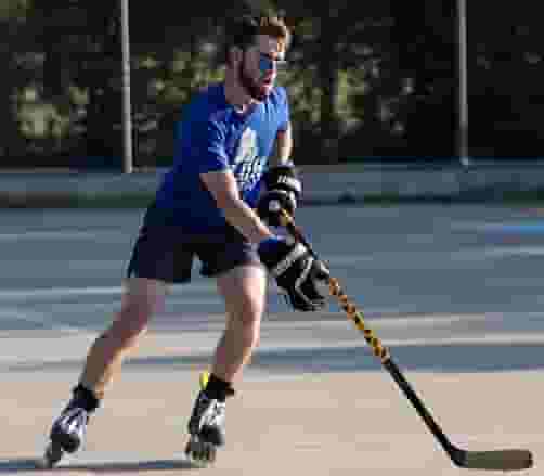 Student athlete practicing at FIU Roller Hockey Rink